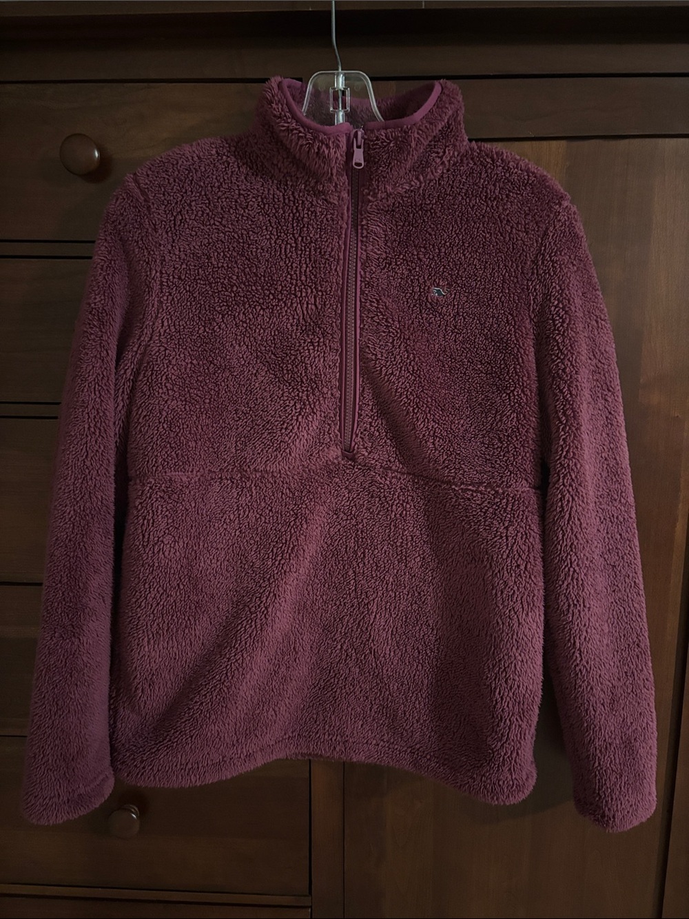 Vineyard Vines Plush Half-Zip Sherpa Pullover Sweater - Burgundy